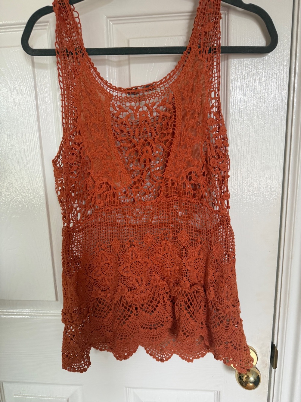 Crochet Lace Tank Top in Deep Rust - Picture 4 of 4